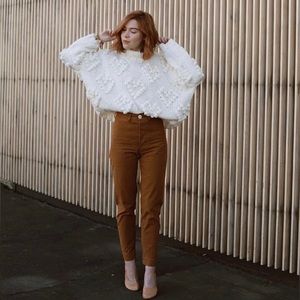 ChicWish pompon sweater in ivory/ off white